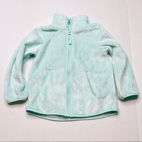 𝅺the Children’s Place Mint Faux Fur Jacket - Picture 1 of 4